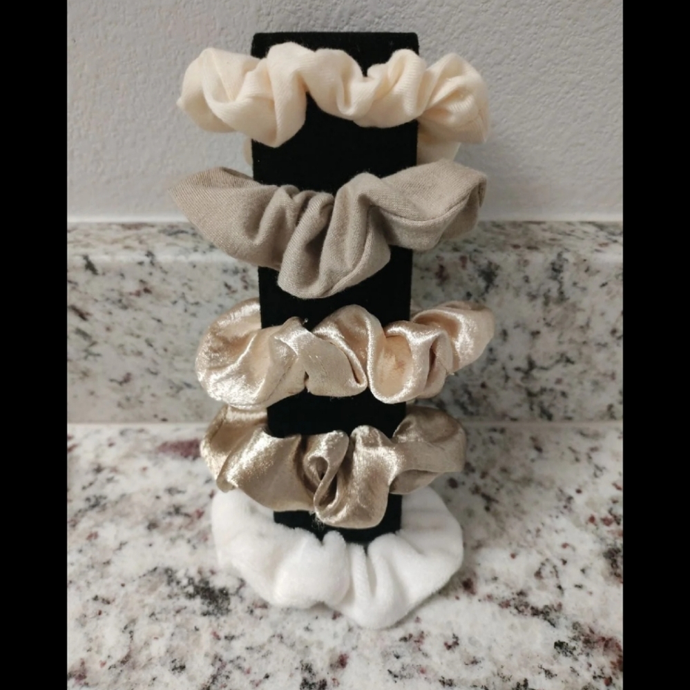 5pc textured neutrals scrunchie set